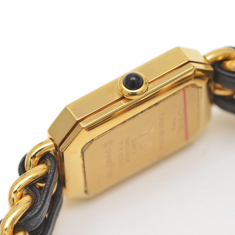 シャネル プルミエール レディース 黒文字盤 GP クォーツ H0001 Lサイ  