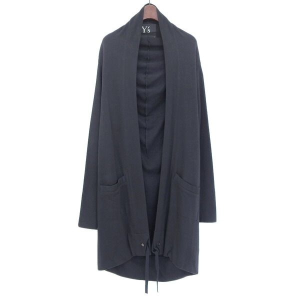 Y's 黒 カットソー生地 テーラードジャケット 羽織り カーディガン ワイズ Y's 黒 カットソー生地 テーラードジャケット 羽織り カーディガン ワイズ