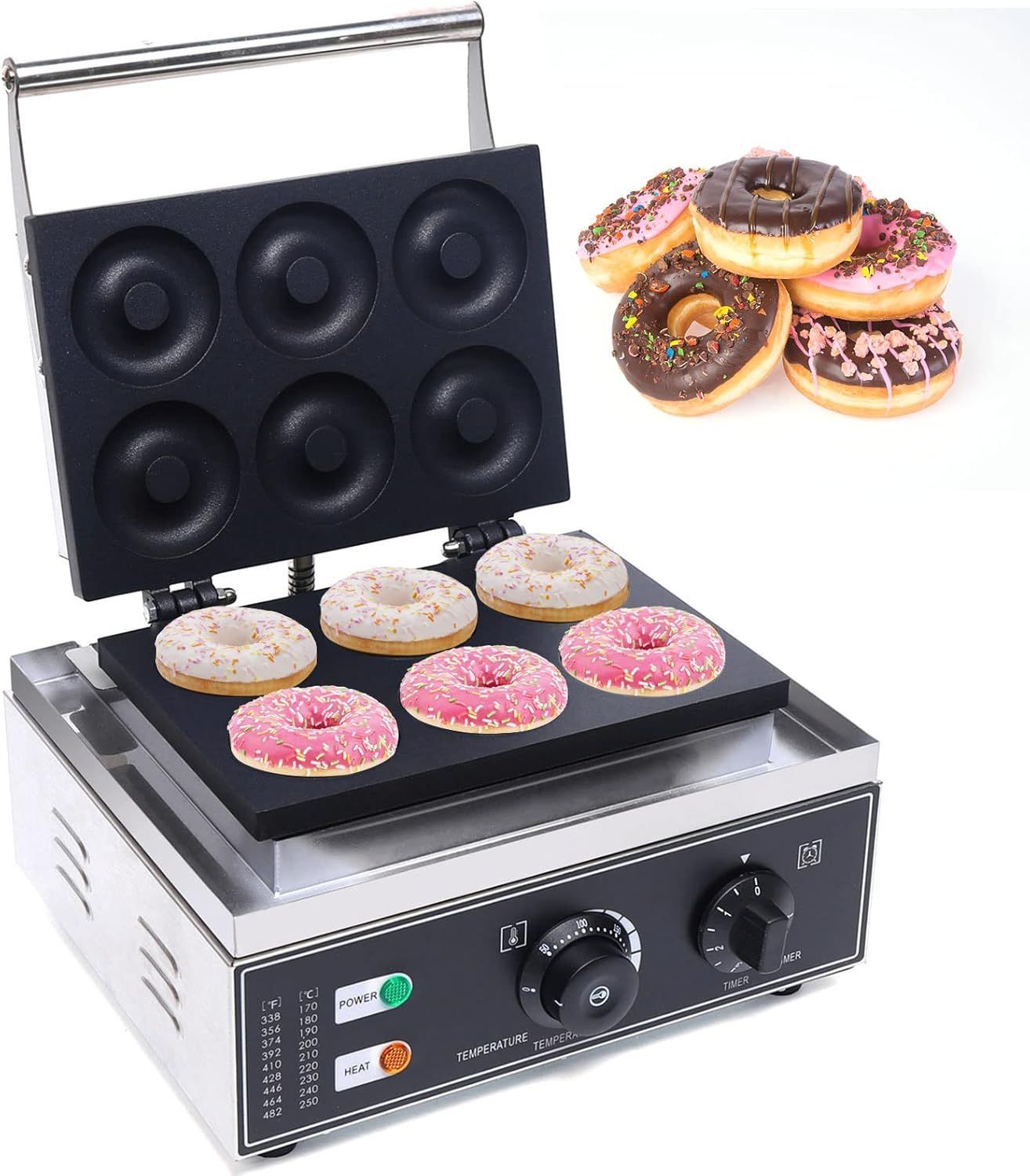 ドーナツメーカー 焼きドーナツ 電気 ドーナツマシン 110V 1550W 業務用 家庭用 6枚組プレート 調理家電 操作が簡単