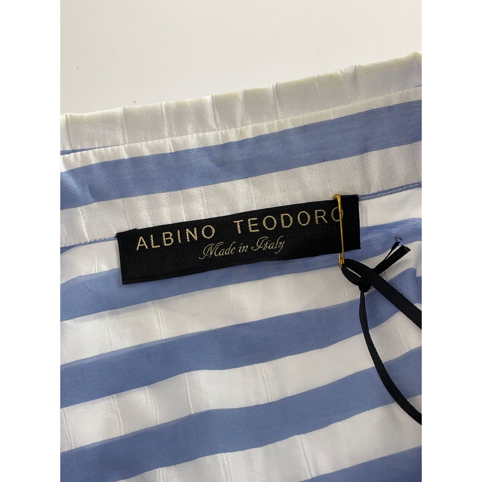 ALBINO TEODORO アルビーノ テオドロ ストライプフリルオーバーシャツ 38