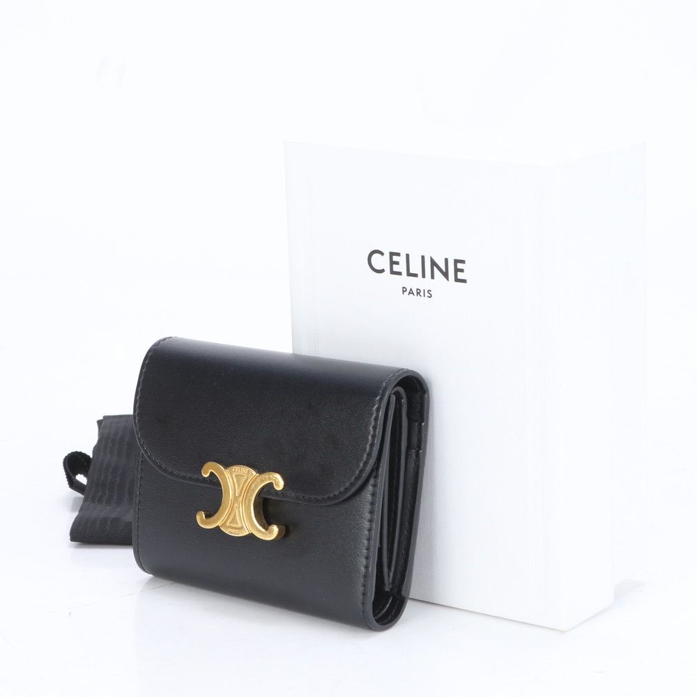 セリーヌ CELINE ブラック 三つ折り財布 トリオンフ レディース CELINE