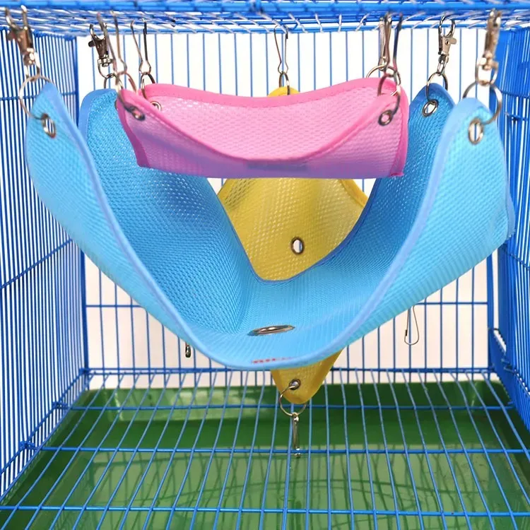 ＊新品＊ハムスター用 ハンモック 　Mサイズ　イエロー　 ピンク　ブルー　 吊りベッド　 ハムスター　 子猫　 メッシュ　 夏用 　通気性◎ G173