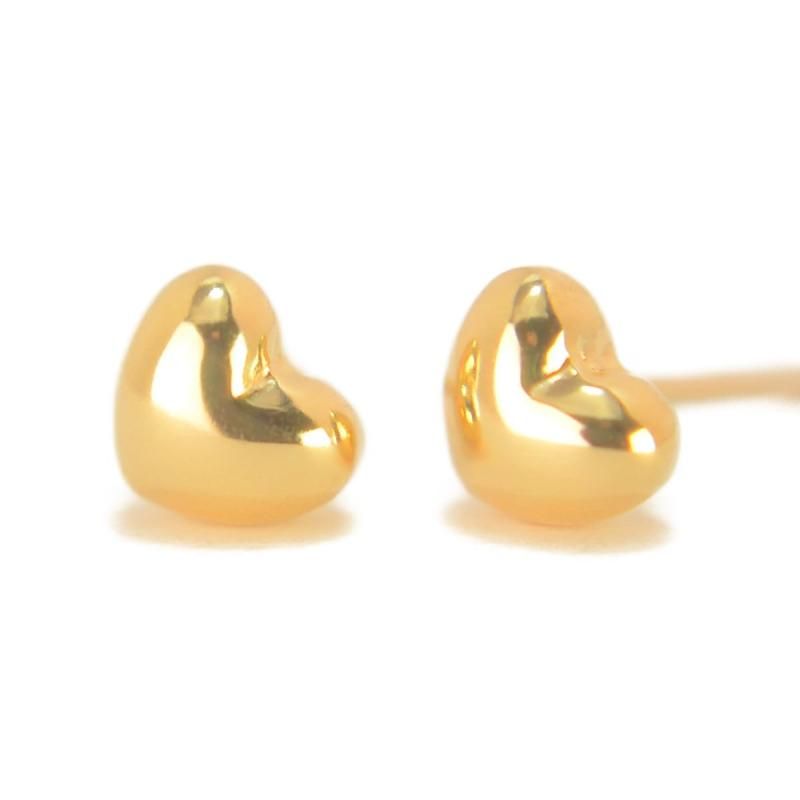 K18イエローゴールドハートピアス 5mm 1ペア両耳販売 18金 ニッケルフリー yokomountain シリコンキャッチ