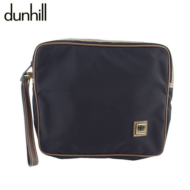 ダンヒル クラッチバッグ セカンドバッグ バッグ メンズ ロゴプレート ブラック ブラウン ゴールド キャンバス×レザー dunhill L3627
