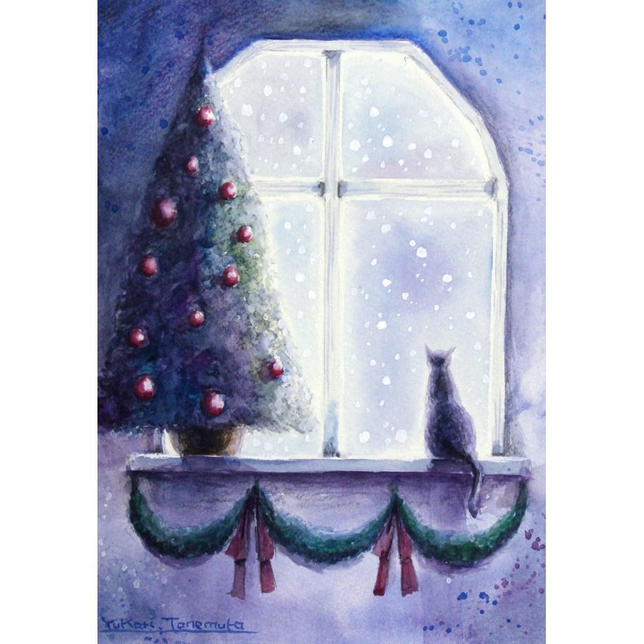 momorinさま 原画 雪が降る日 A5サイズ 水彩画 2749