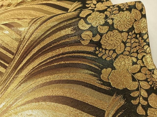 平和屋着物▽両面 両方向 全通柄袋帯 辻が花 金銀糸 正絹 逸品