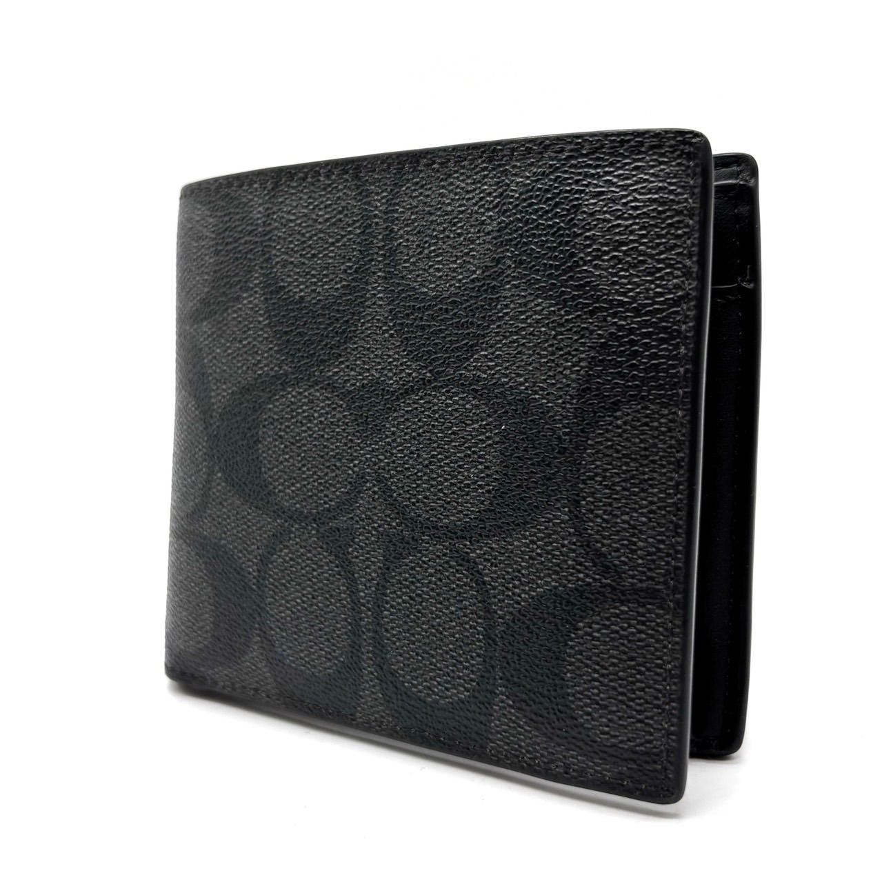 COACH コーチ ビジネスバッグ PVC レザー シグネチャー 柄　黒　美品 コーチ COACH ビジネスバッグ ショルダーバッグ ヘリンボーン 黒