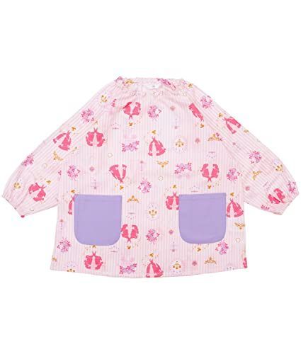 プリンセス?ピンク_100 [ニシキ] キッズスモック 子供用 女の子 綿100％ 肌に優しい 長袖 ポケット付き 幼稚園 保育園 遊び着 キッズエプロン (ﾌﾟﾘﾝｾｽﾋﾟﾝｸ:21/100cm/24901)