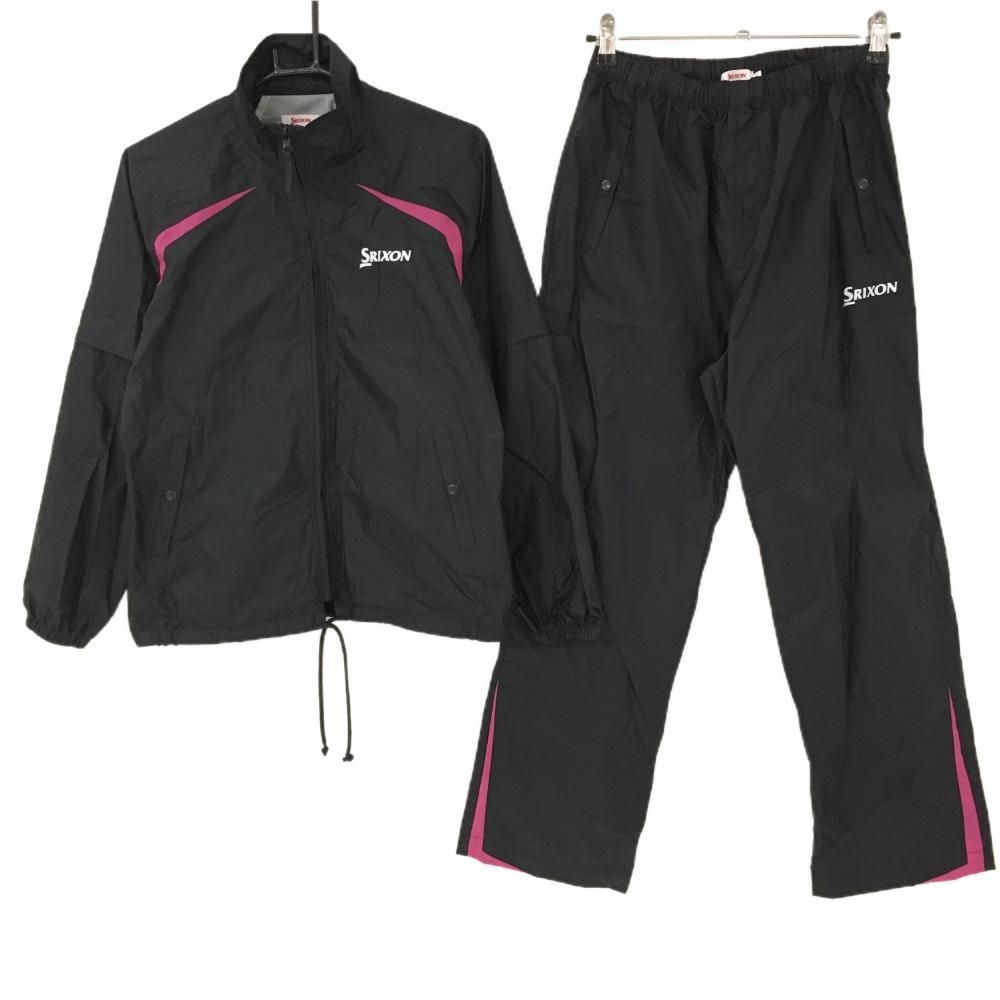 SALE価格スリクソン レインウェア 上下セット(2WAYジャケット×パンツ) 黒×ピンク 袖着脱可 裏地メッシュ レディース L ゴルフウェア SRIXON