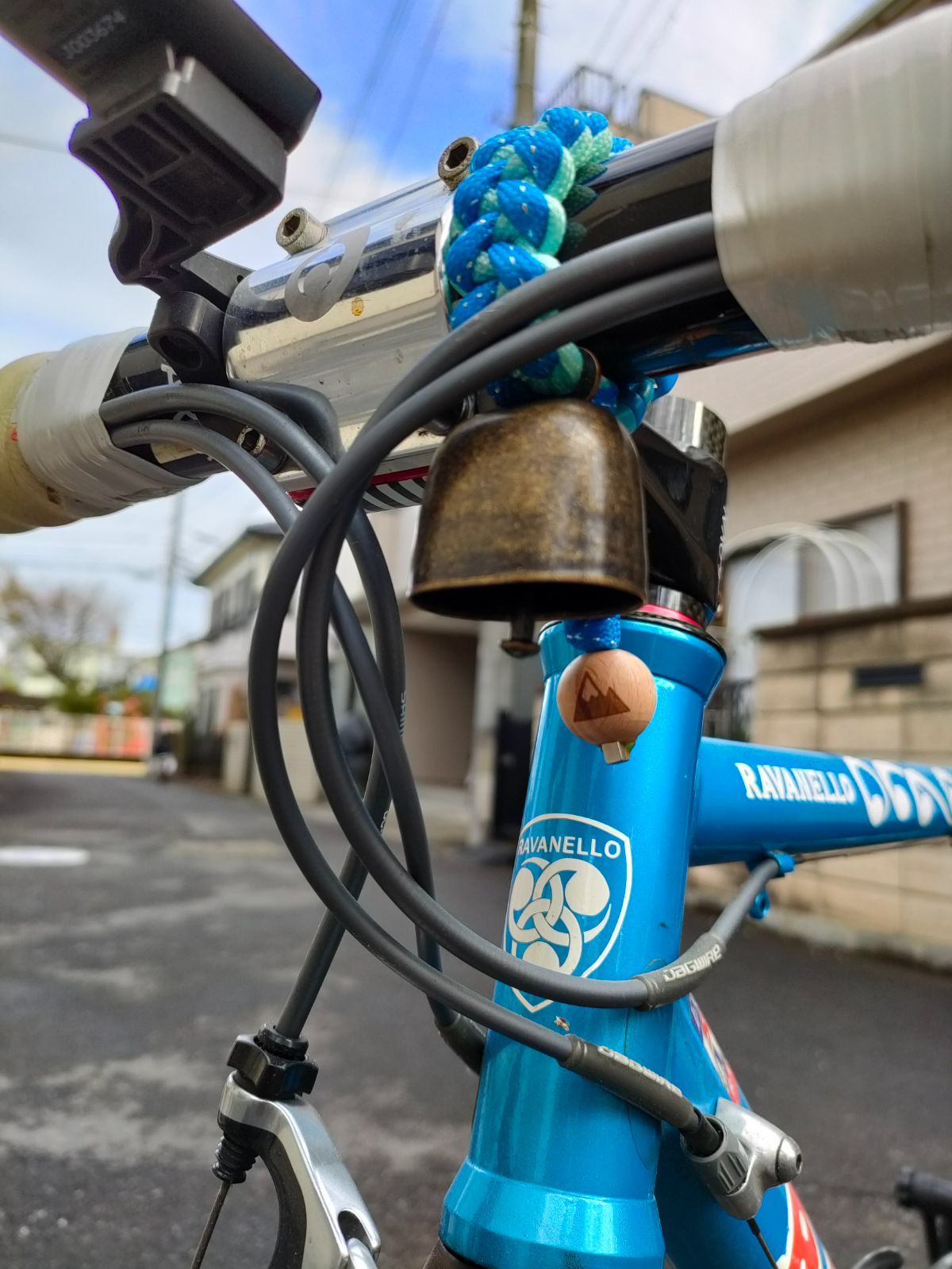 【Φ26.0mm Sサイズ】自転車用ベル(熊鈴)トレンディベル【ホワイトマルチカラー×チョコレート】No.149