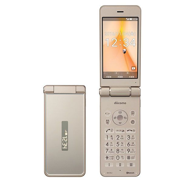 中古】 SH-01J AQUOS ケータイ Gold SIMフリー 本体 ドコモ ガラケー 