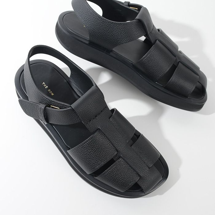 【関税込み】The Row ブラック フィッシャーマン サンダル THE ROW ザ ロウ フィッシャーマンサンダル シューズ Sandal
