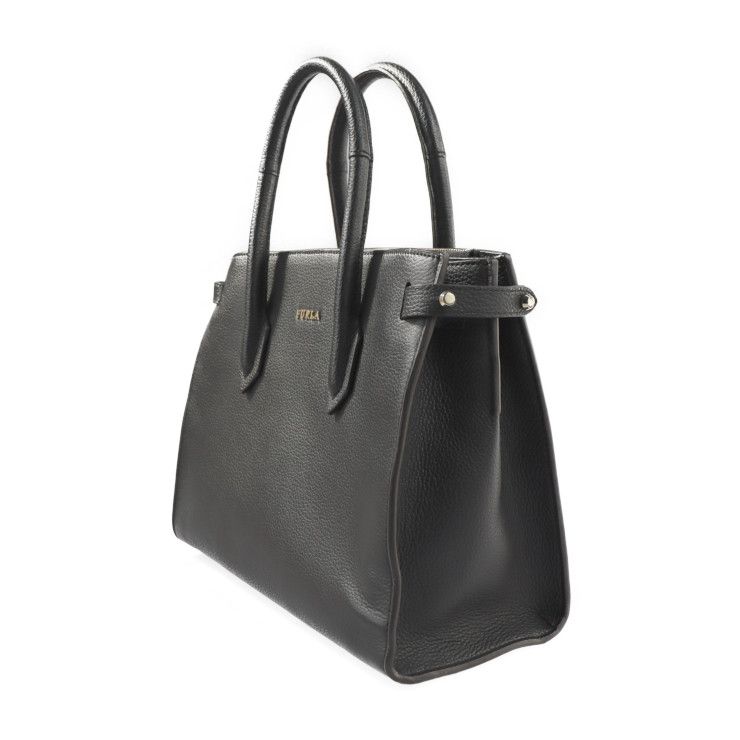 Furla フルラ ハンドバッグ レザー ブラック ゴールド金具 PIN Tote S