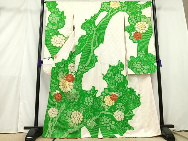 専用ページ振袖 正絹 金駒刺繍に絞り 素敵なデザイン 袷 広衿 k-8787 平和屋着物□豪華振袖 駒刺繍 絞り 枝花文 金彩 正絹 逸品