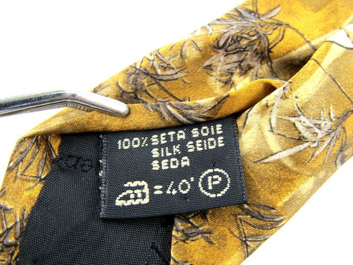 エルメネジルドゼニア 花柄タイ ネクタイ イエロー系 Italy製 美品 ZEGNA（ゼニア） ブランド ネクタイ エルメネジルド・ゼニア シルク