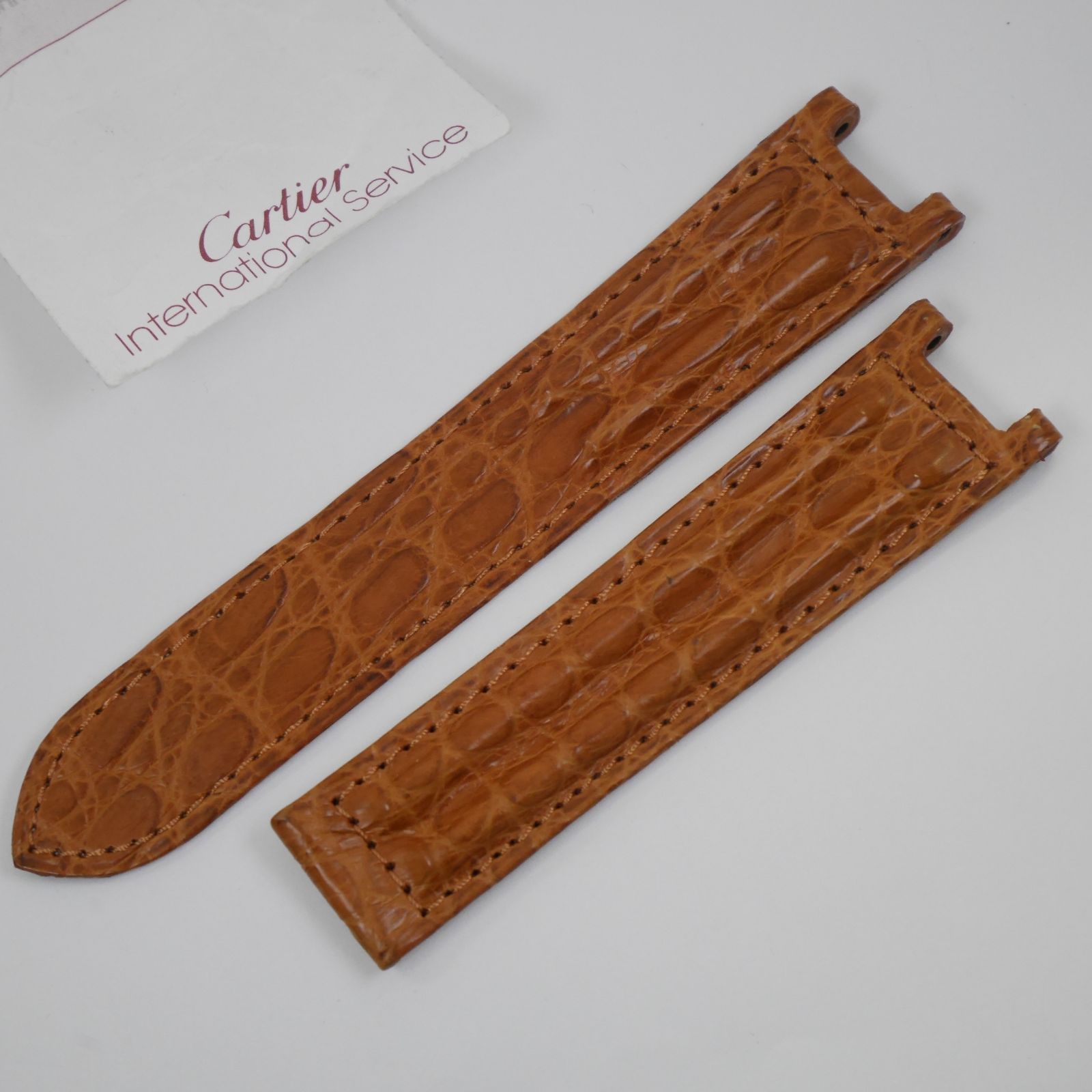 純正品 カルティエ パシャ ブラウン アリゲーター ストラップ ラグ幅20mm 時計レザーベルト