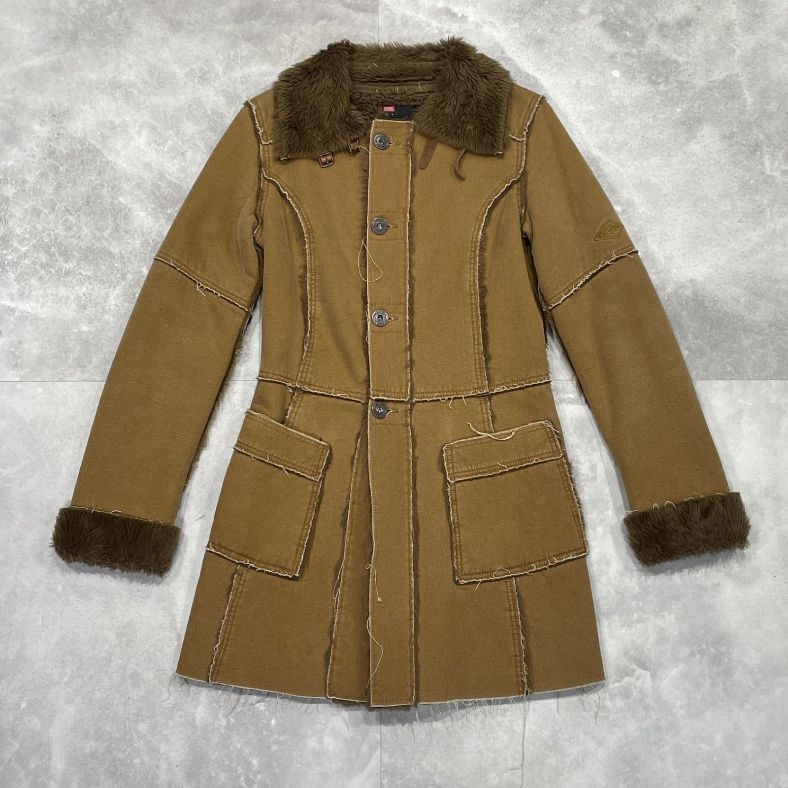 DISEL(ディーゼル) ファーコート DIESEL ディーゼル フェイクファーコート ジャケット 花柄