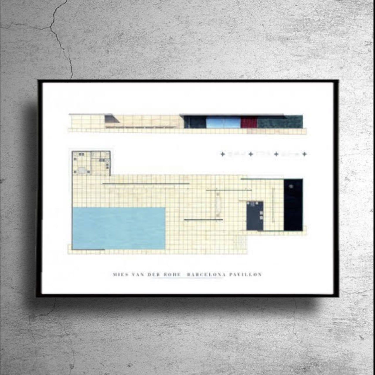ミース ファン デル ローエ ポスター A2 BarcelonaPavilion 建築家『ミース・ファン・デル・ローエ』バルセロナ パビリオン