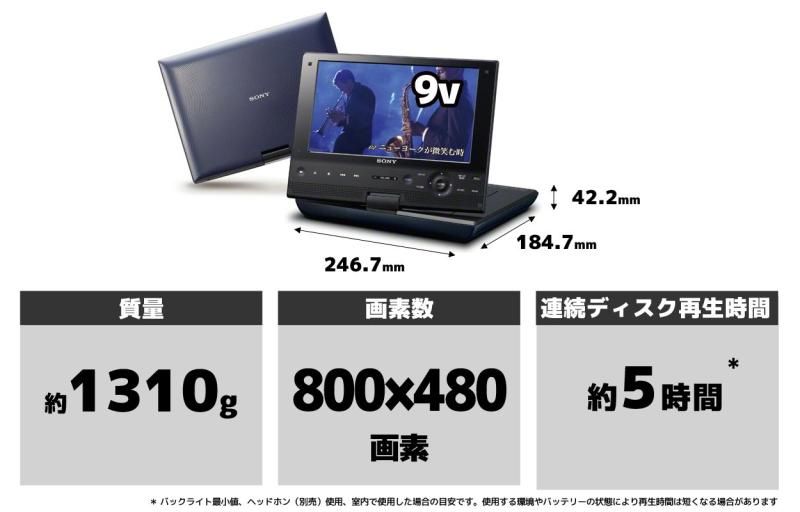 9V型 ポータブルブルーレイプレーヤー|DVDプレーヤー