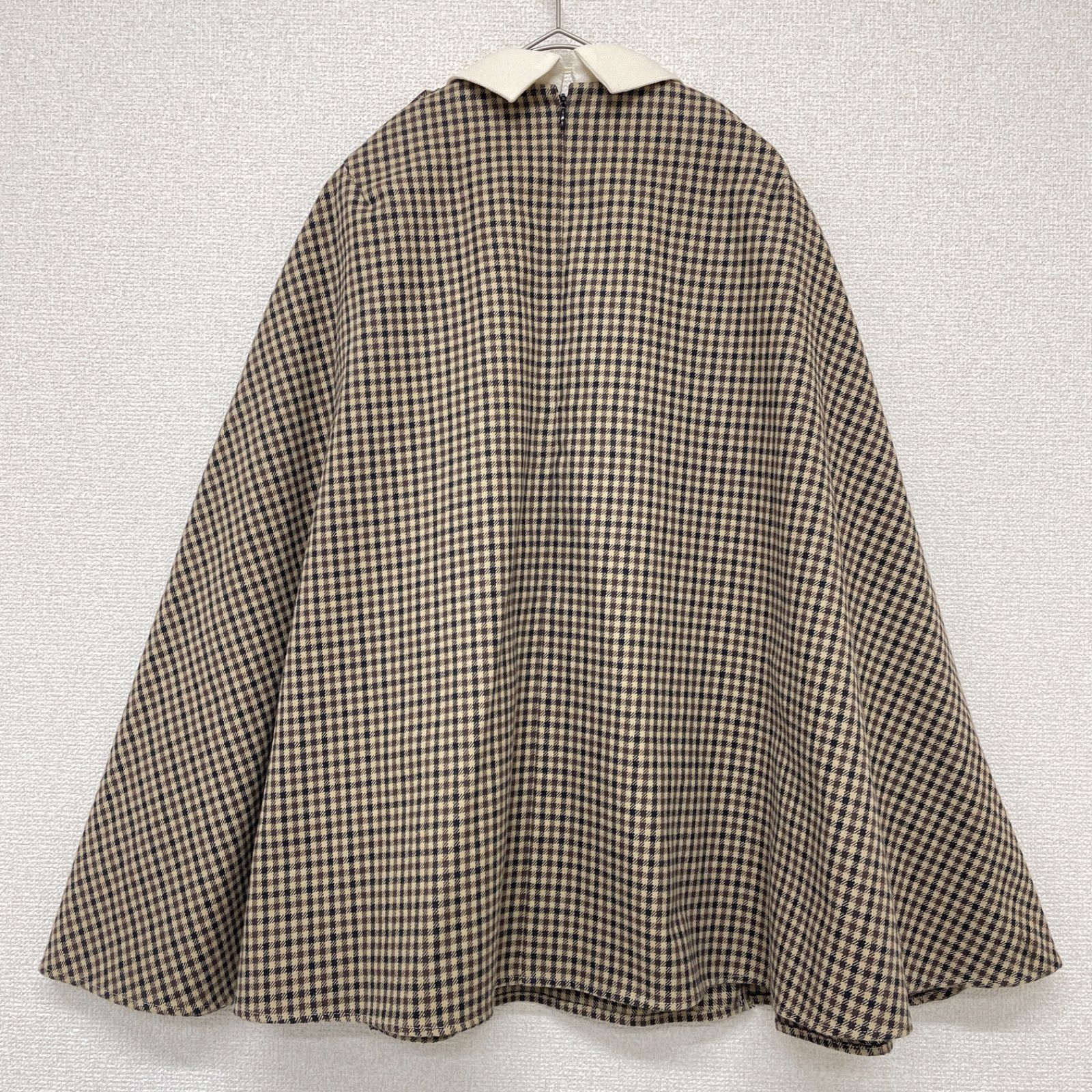 SEVEN TEN by MIHO KAWAHITO セブンテン バイ ミホカワヒト ケープ コート ポンチョ チェック柄 コットン 日本製 S