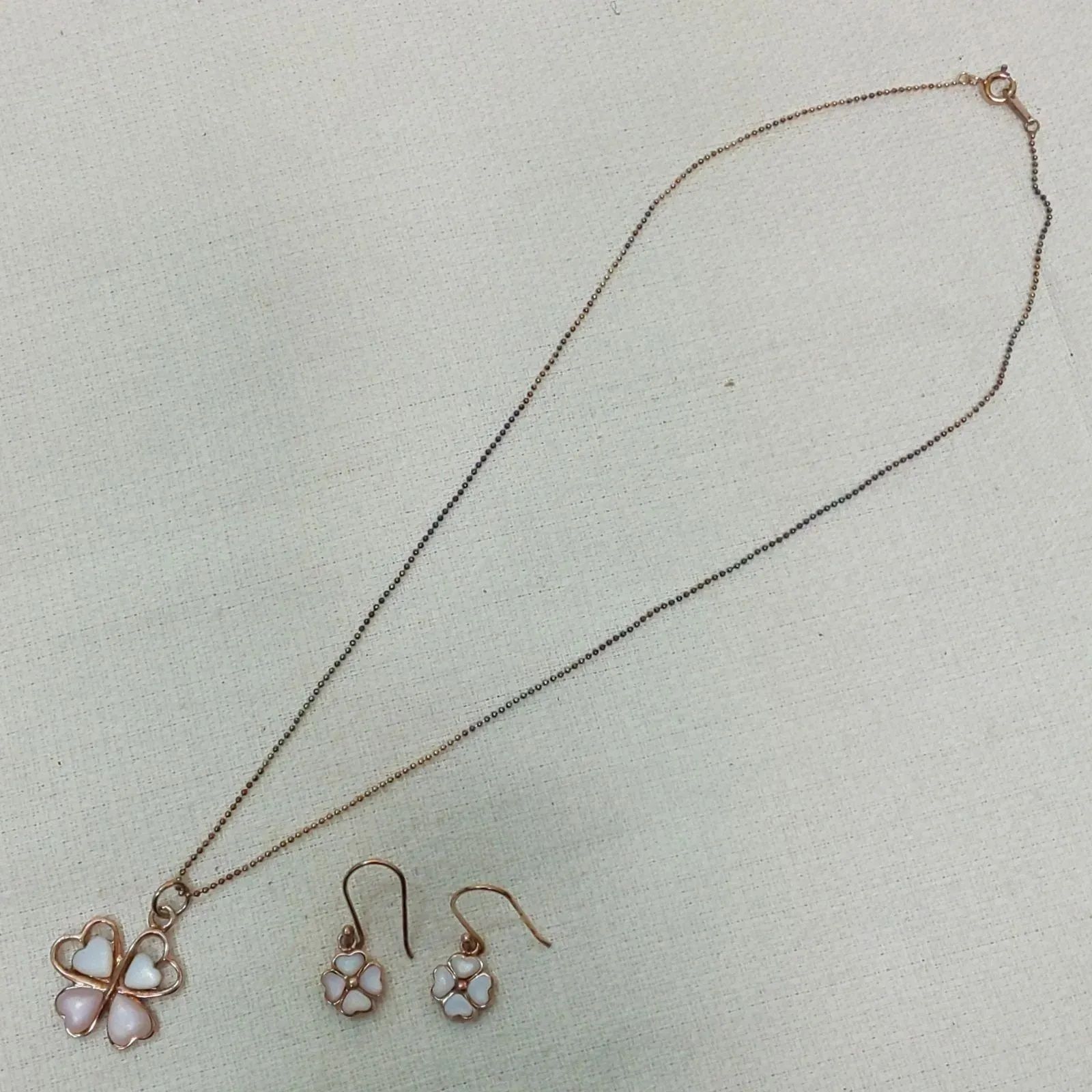 浜館81-1319】 TSUTSUMI ツツミ クローバー ネックレス ピアス セット 