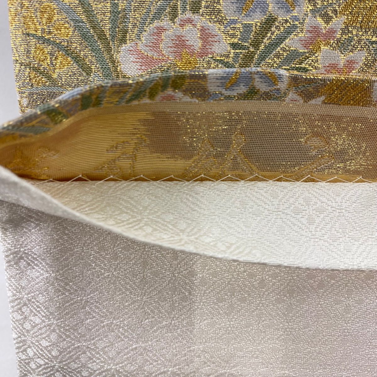 袋帯 美品 秀品 樹木 花鳥 箔 金糸 金色 六通 正絹 【中古