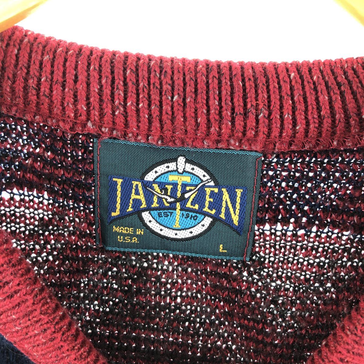 JANTZEN 総柄 ウールニットセーター USA製 メンズXL /eaa353660