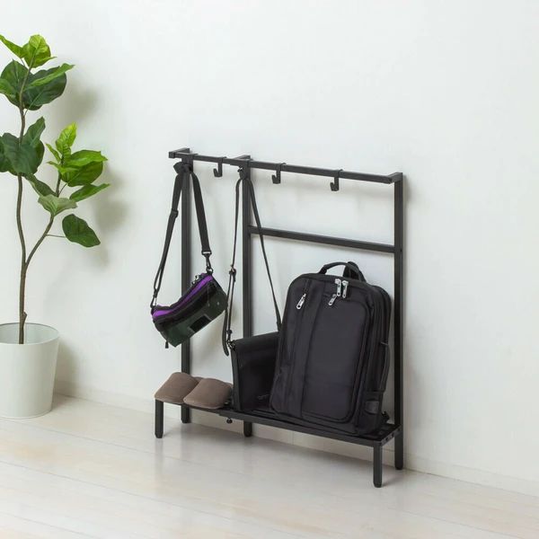 スタイリッシュ コンパクト伸縮カバンラック ブラック おしゃれ 収納