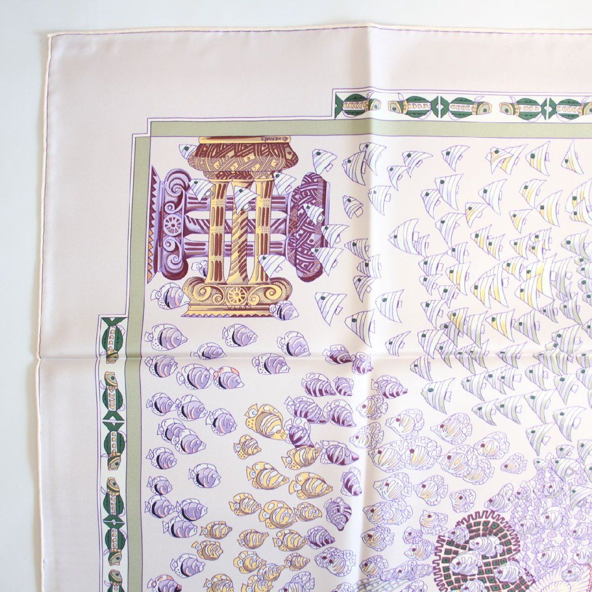 HERMES エルメス カレ 90 スカーフ 大西洋の出会い シルク100% ブルー系 いおき質店