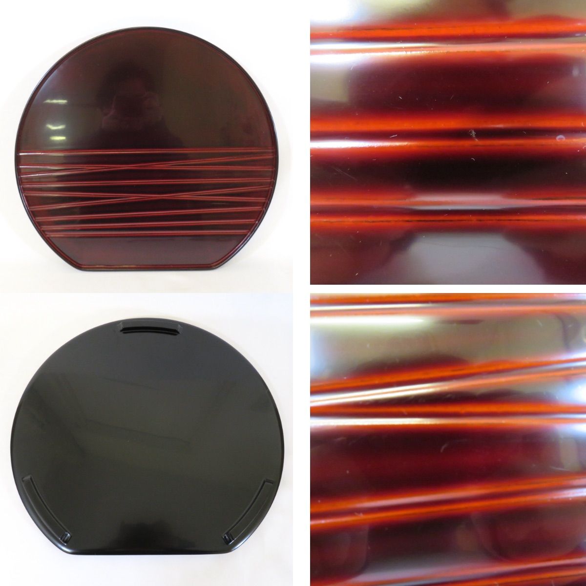 未使用 懐石道具 大家漆器店造 輪島塗卓上膳 5客足付 胴張膳 内朱縁