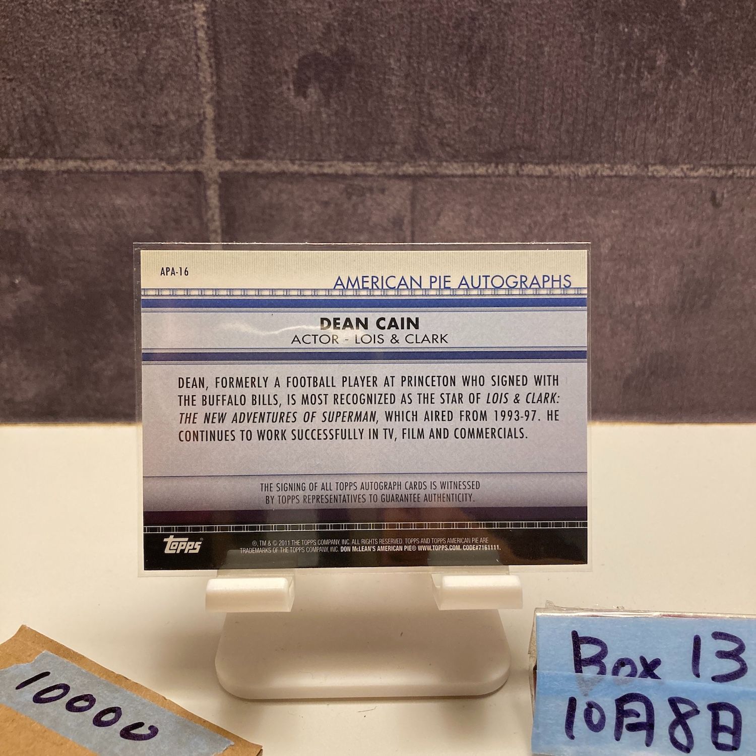 2011 Topps American Pie Dean Cain 直筆サインカード Actor Lois - Clark カード