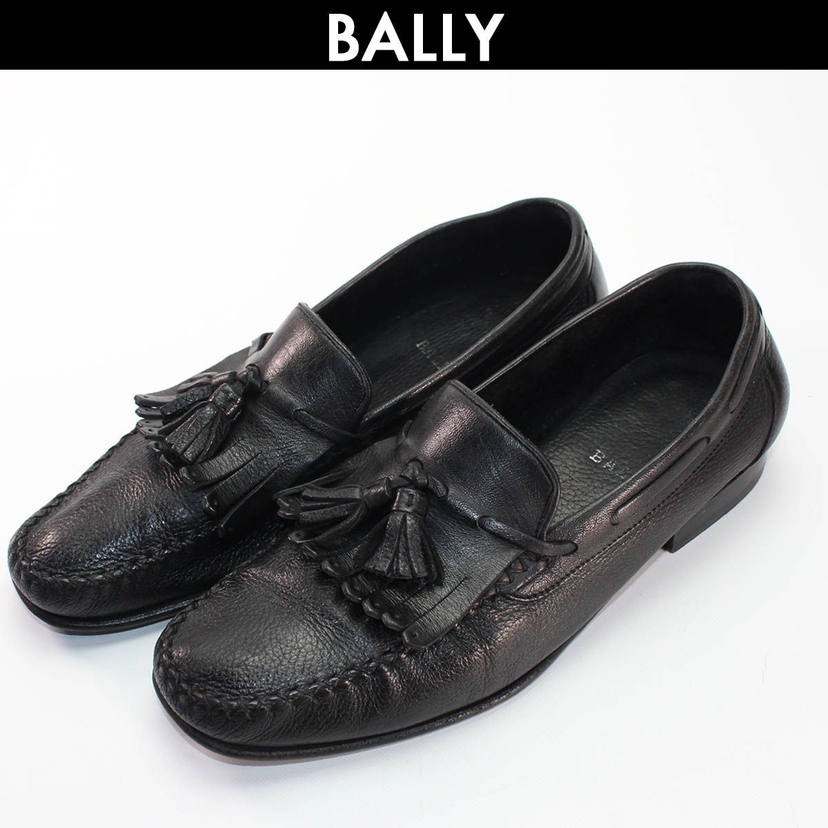 BALLY バリー タッセルローファー メンズ レザーローファー モカシン レザーシューズ 靴 ブラック 中古 サイズ 7 1/2 コンディションC
