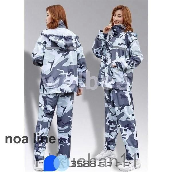 レインウェア上下セットハリケーンレインコート撥水加工レインスーツ雨合羽上下セット防水雨具かっぱ男女兼用自転車迷彩