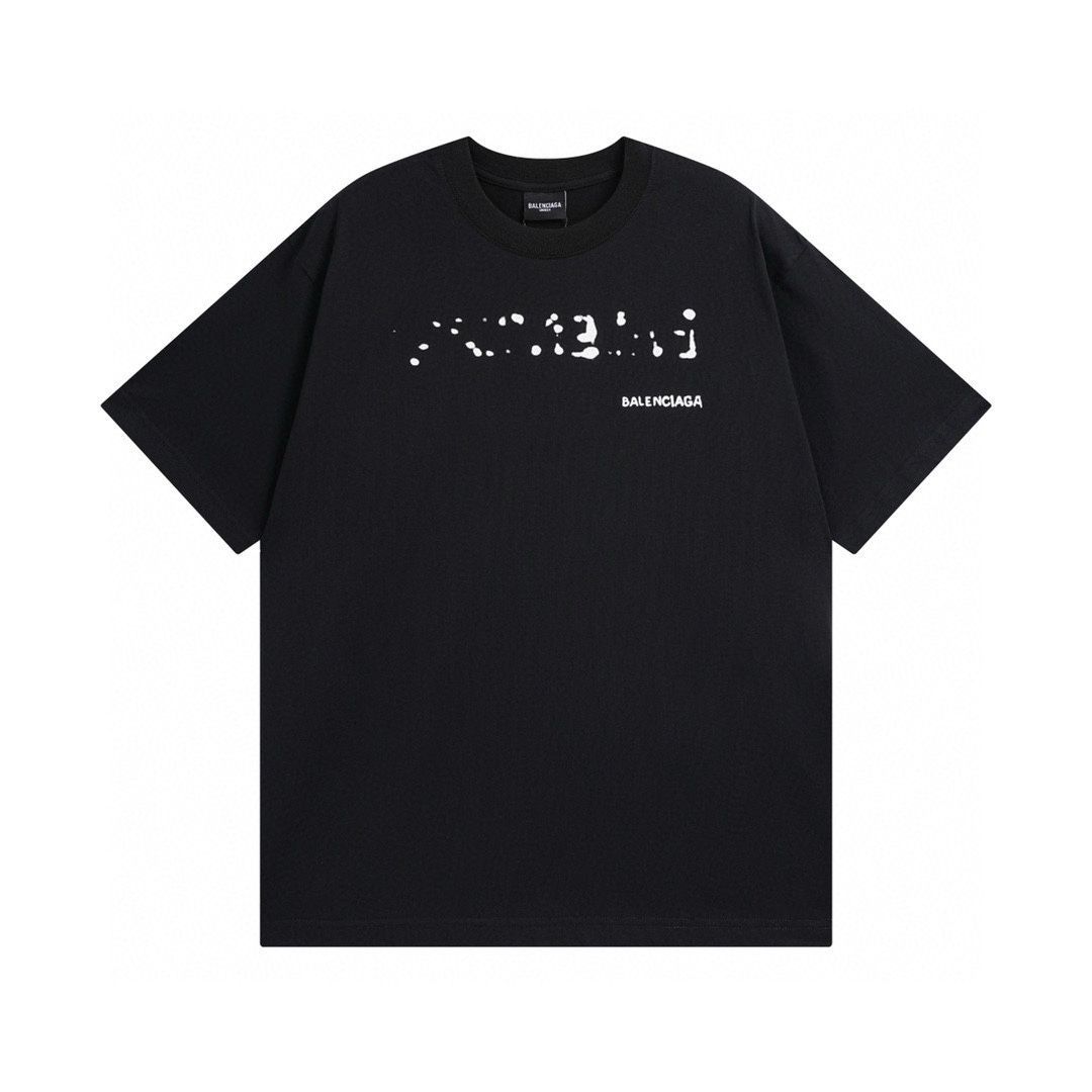 新品 BALENCIAGA バレンシアガ 24SS 文字のロゴプリント 短袖Tシャツ ブラック 男女兼用