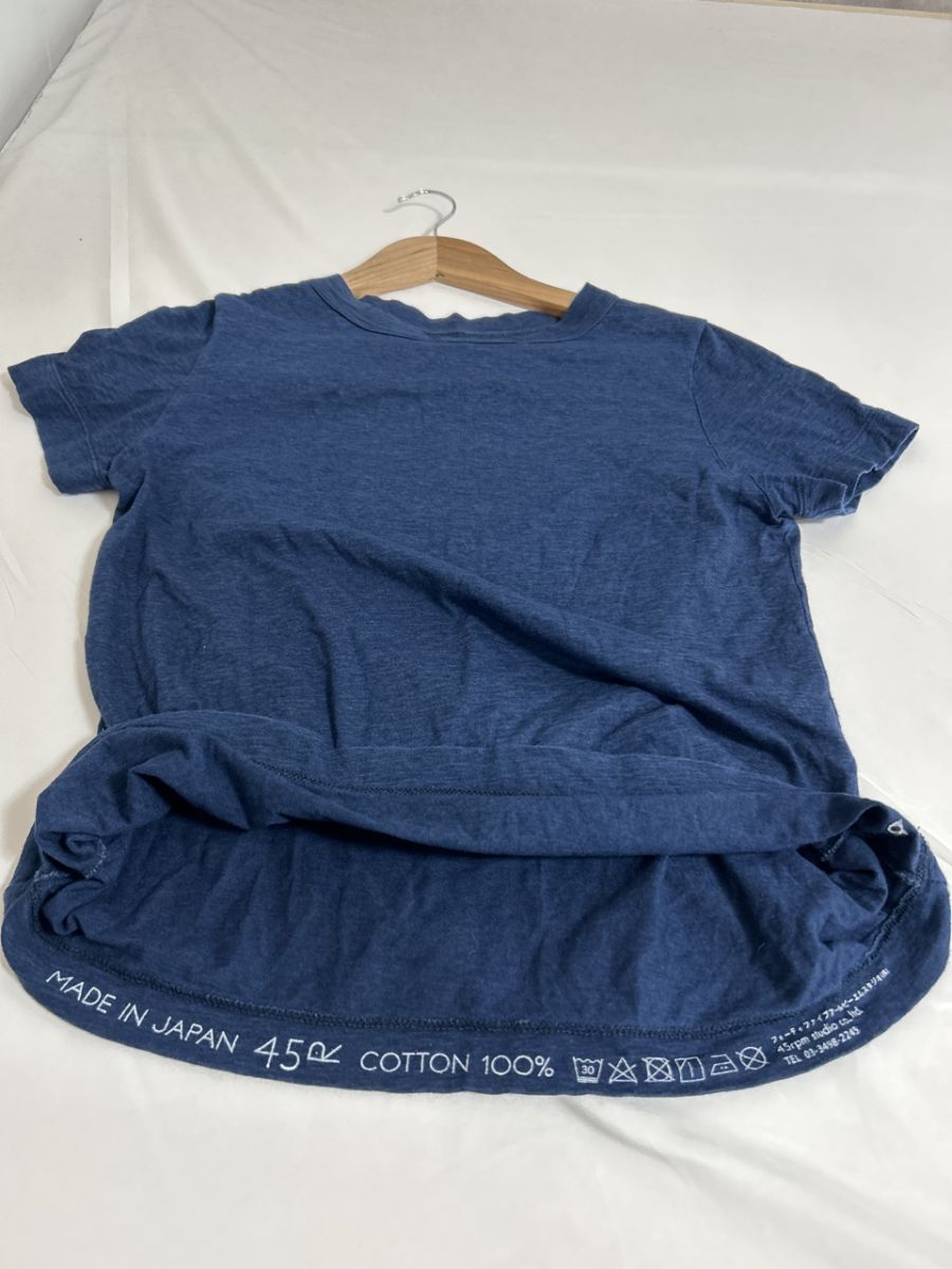 45R 45rpm Tシャツ 日本製 45rpm 45アールピーエム 45R 日本製 Tシャツ sizeM/青