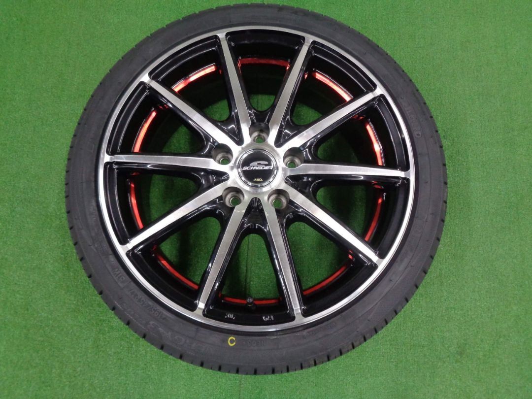 シュナイダーRX-02　7J-17　5H114.3　+48　ナノエナジー3プラス　195/45R17　スイフトスポーツ　中古セット