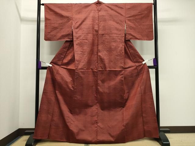 平和屋着物○上質な紬 格子柄 正絹 逸品 CAAS6760yc