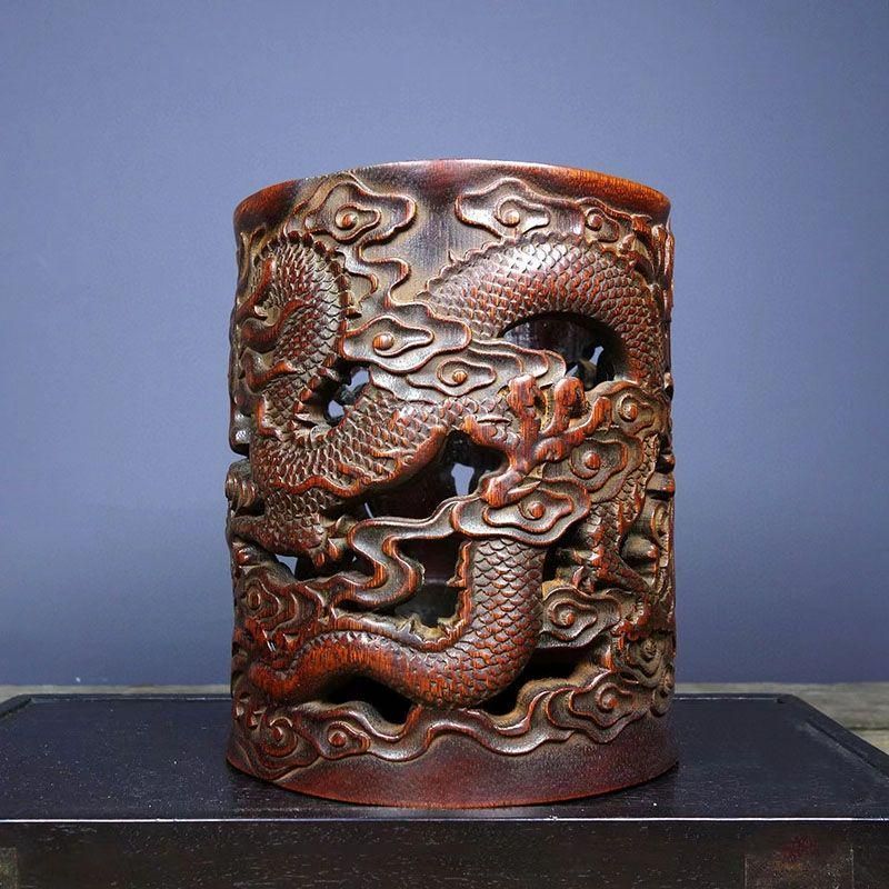竹 彫り 龍鳳 筆箱 書道具 文房具 工芸品美術品 置物 竹 彫り 龍鳳 筆箱 書道具 文房具 工芸品美術品 置物 - メルカリ