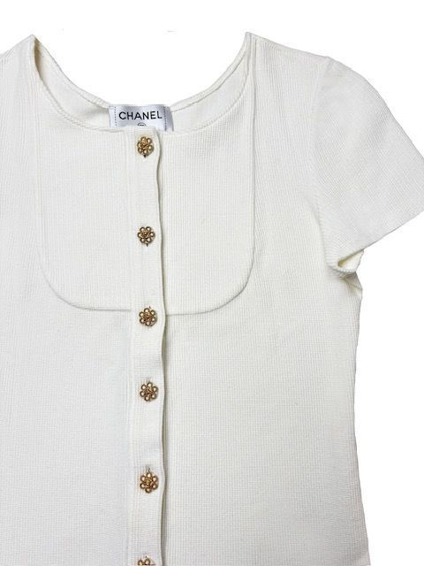 15Aザルツブルクライン獅子ボタン付コットンブラウス CHANEL