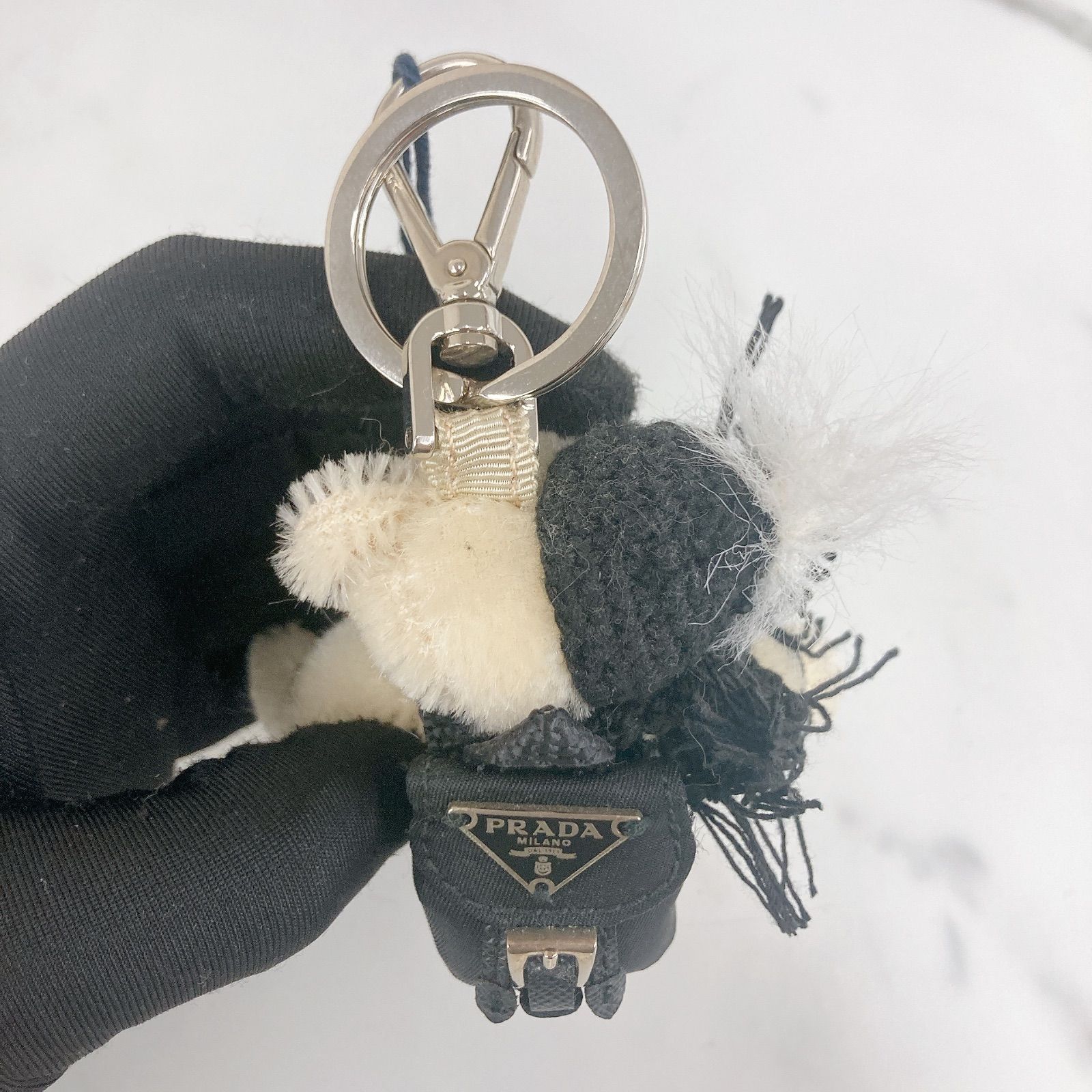PRADAプラダ ベアトリックチャーム キーリング キーフック クマ リュック ☆【少々使用感あり】PRADA プラダ ベアトリックチャーム
