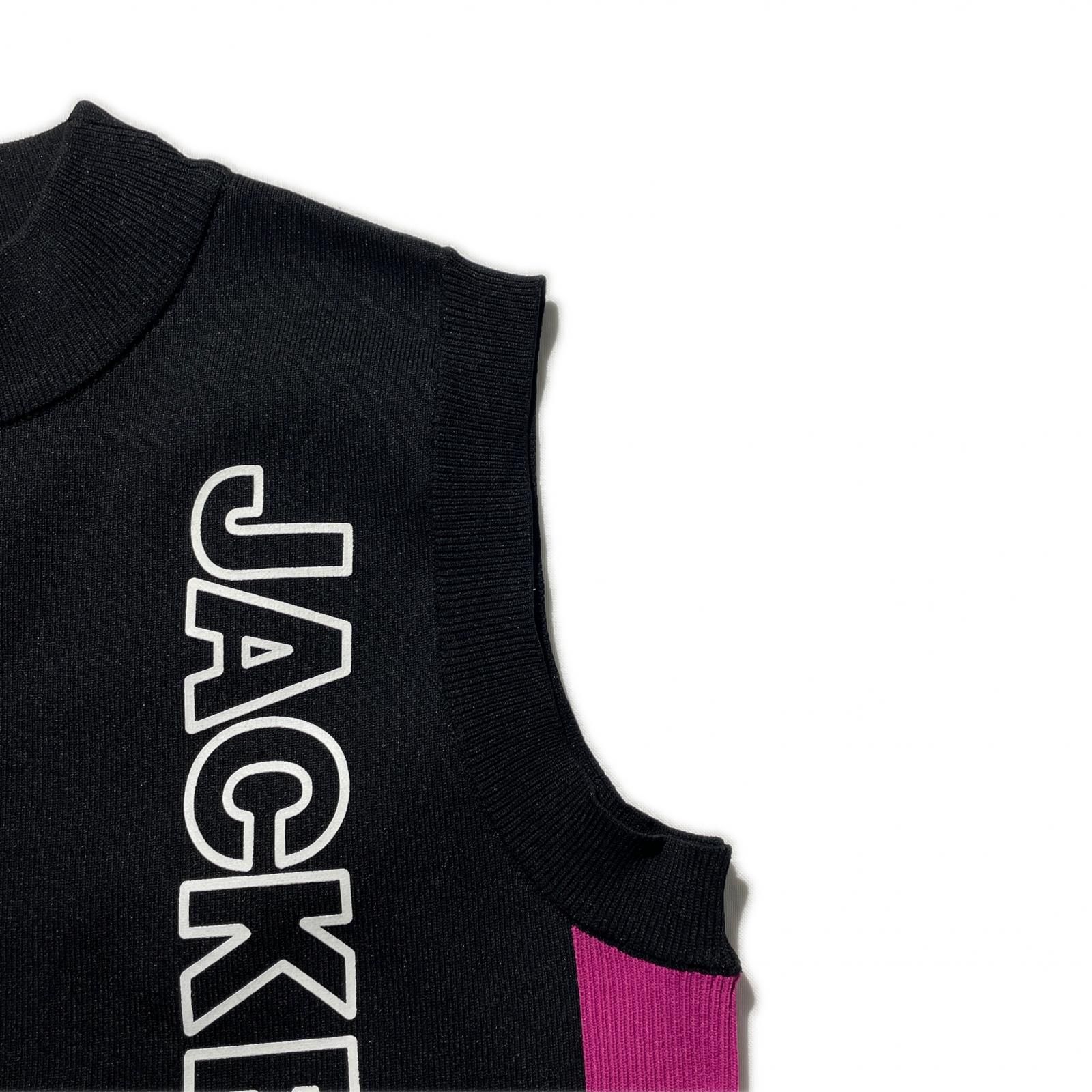 品質が完璧、値段が激安！ レディース ジャックバニー Jack Bunny!! ワンピース 0 S 黒×紫 ノースリーブ モックネック ニット 根強い