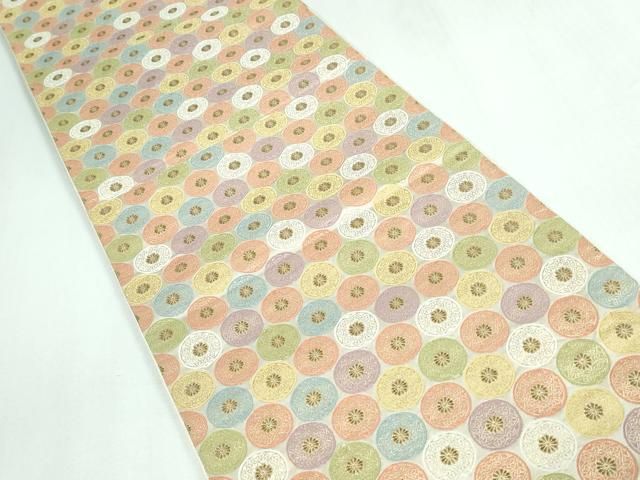 平和屋着物◎六通柄袋帯 唐織 花丸文 金糸 正絹 逸品 DAAW1324qa