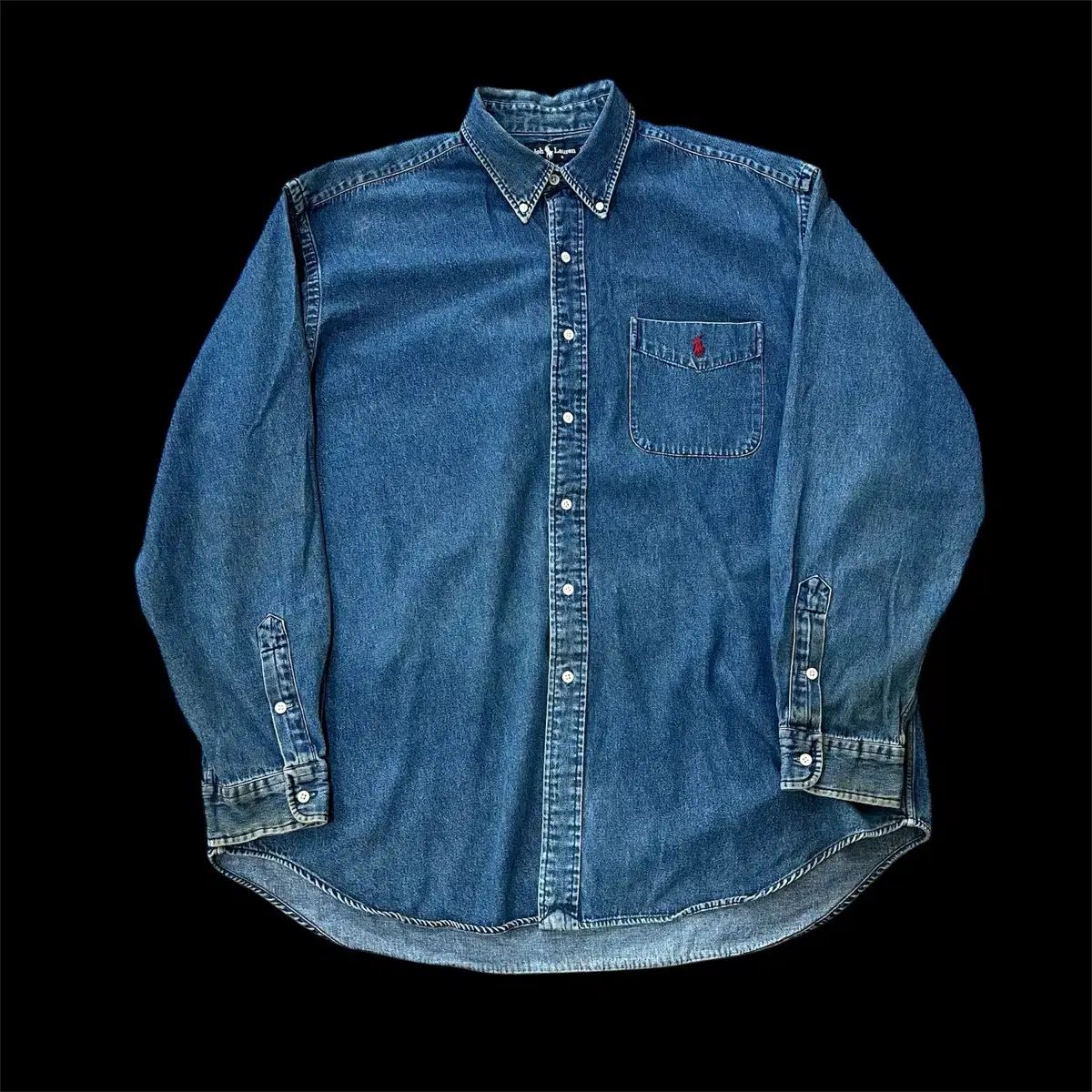 XL ポロ Ralph Lauren ラルフローレン デニム シャツ ブレイク コットン