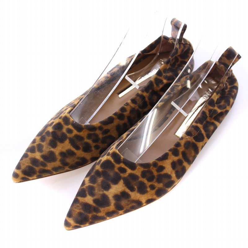 BRENTA レオパード ポインテッドフラットパンプス 37 1/2 ブレンタ BRENTA leopard レオパードポインテッド パンプス