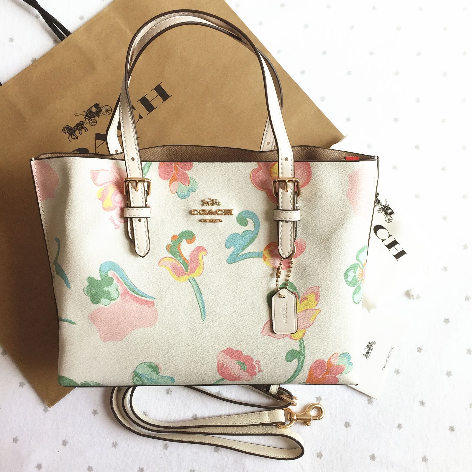 【セール中】COACH コーチバッグ C8217 チョーク 花柄トートバッグ ショルダーバッグ 手提げバッグ レディース バッグ アウトレット品  新品未使用