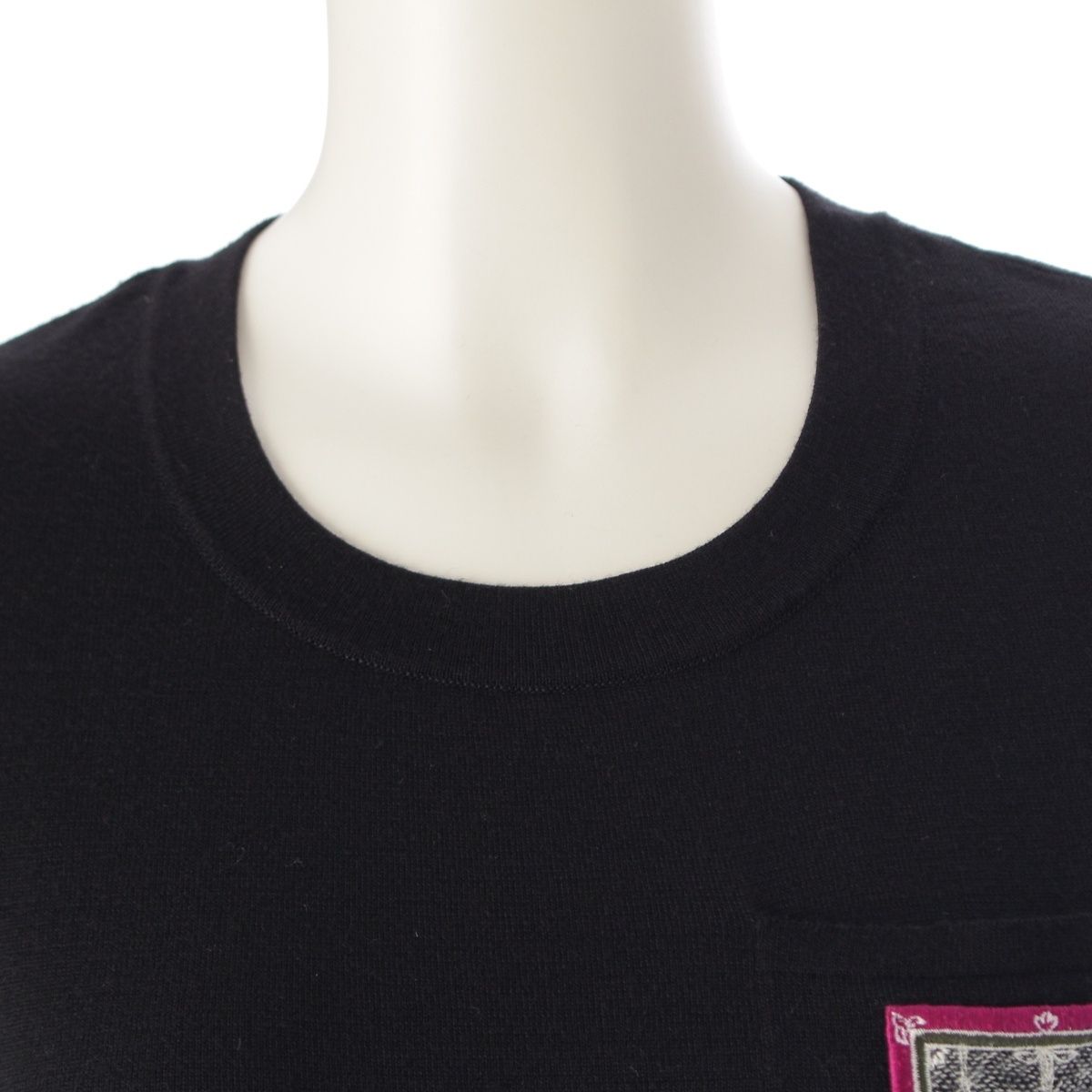  シャネル ウール ココマーク エンブレム ニット 長袖 チュニック トップス P 46474 ブラック 34 長袖 チュニック