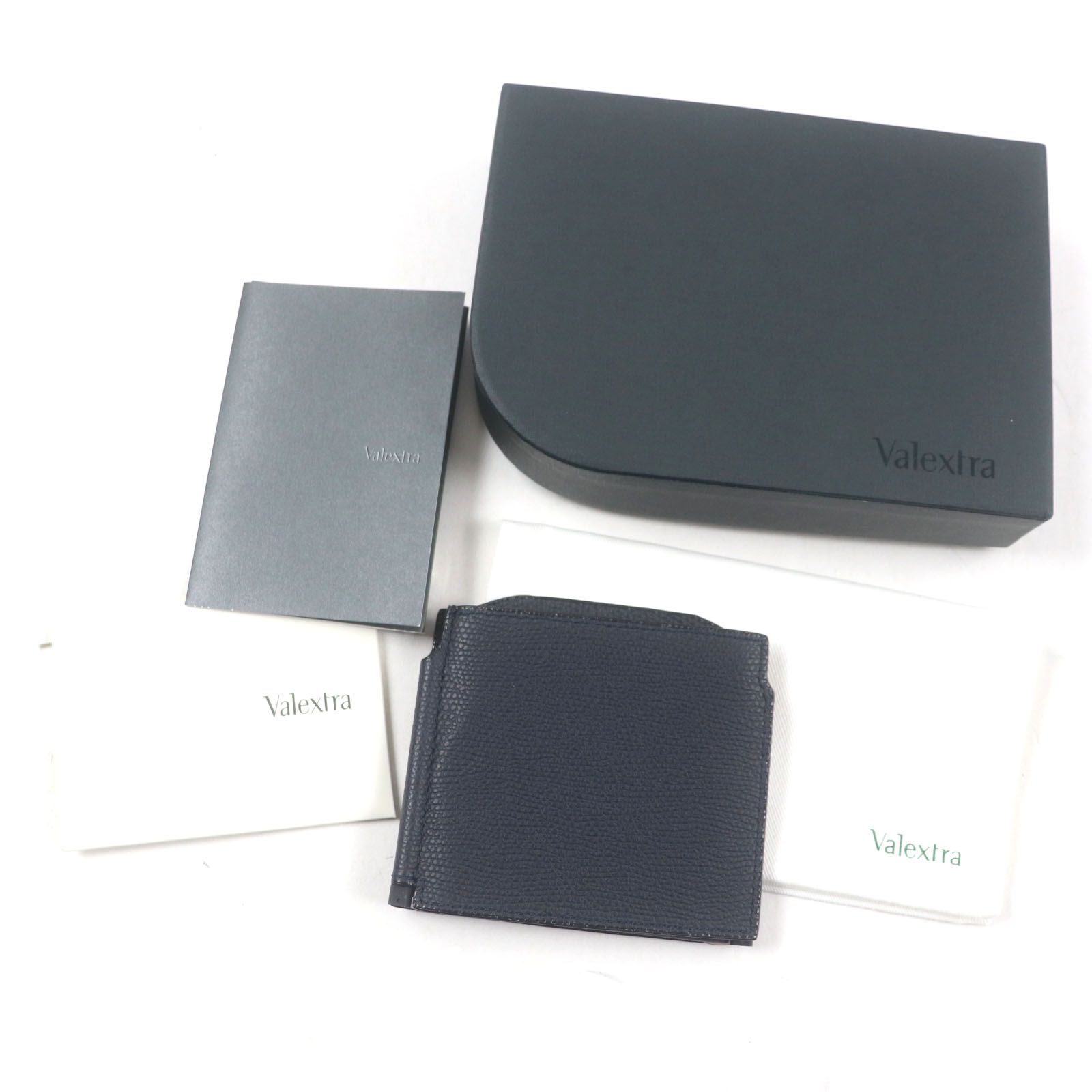 極美品▽Valextra ヴァレクストラ ダブルマネークリップ レザー