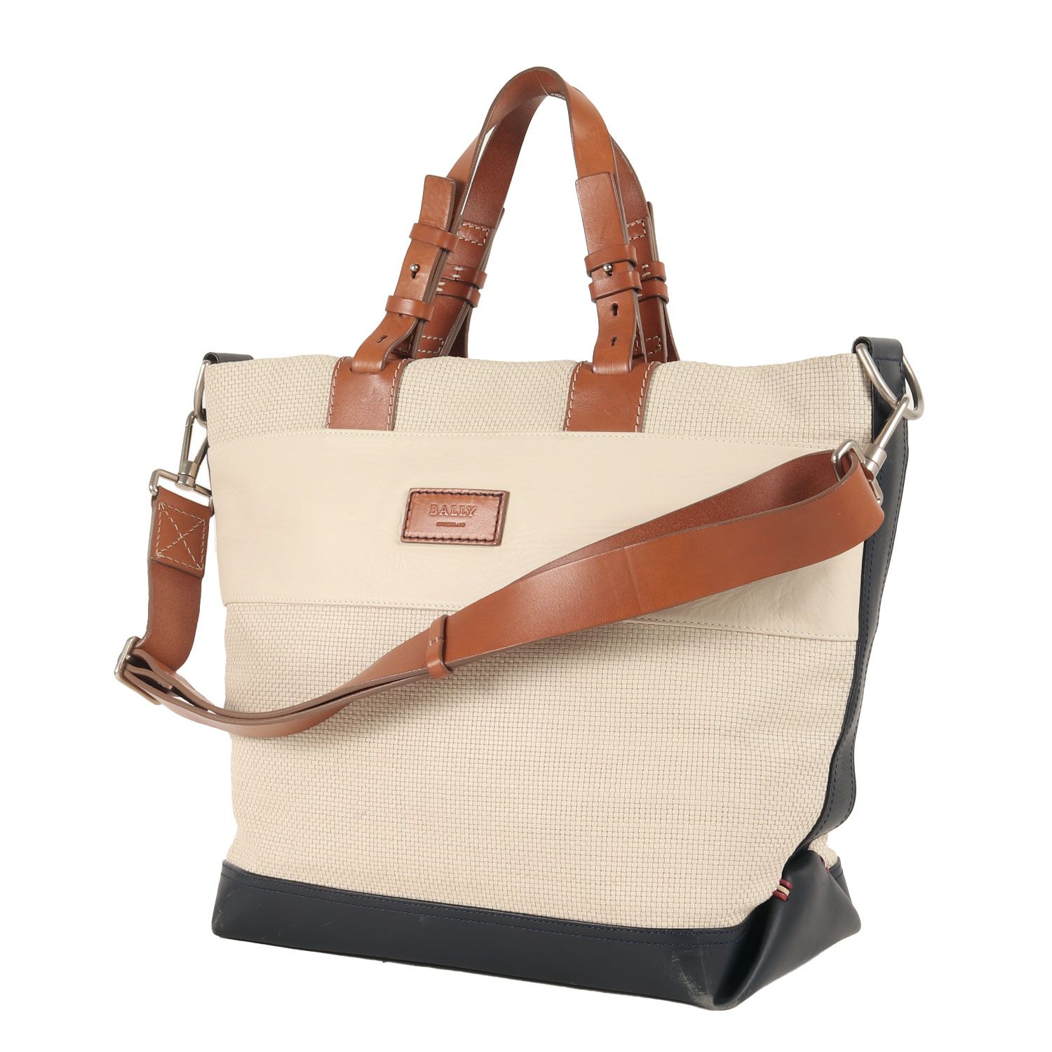 BALLY バリー バッグ | 2WAY レザー ショルダー トート バッグ | アイボリー ネイビー ブラウン | イタリア製 | ブランド カバン メンズ