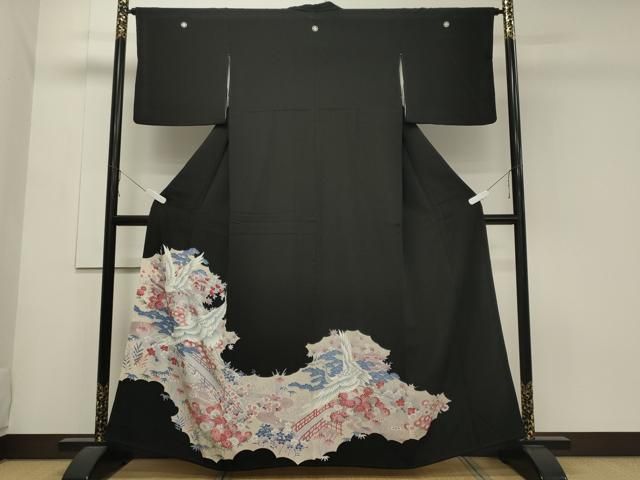 平和屋着物○豪華振袖 独楽地紋 吉祥草花文 折り鶴 兎 金糸 金彩 正絹