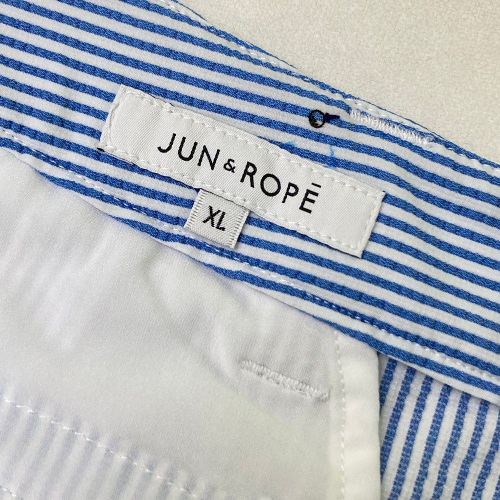 サイズ：XL JUN&amp;ROPE ジュン アンド ロペ ; スカート シアサッカー フラミンゴ ストライプ柄 ブルー系 [240101439303] ゴルフウェア レディース ストスト サイズ：XL JUN&ROPE ジュン アンド ロペ ; スカート シア